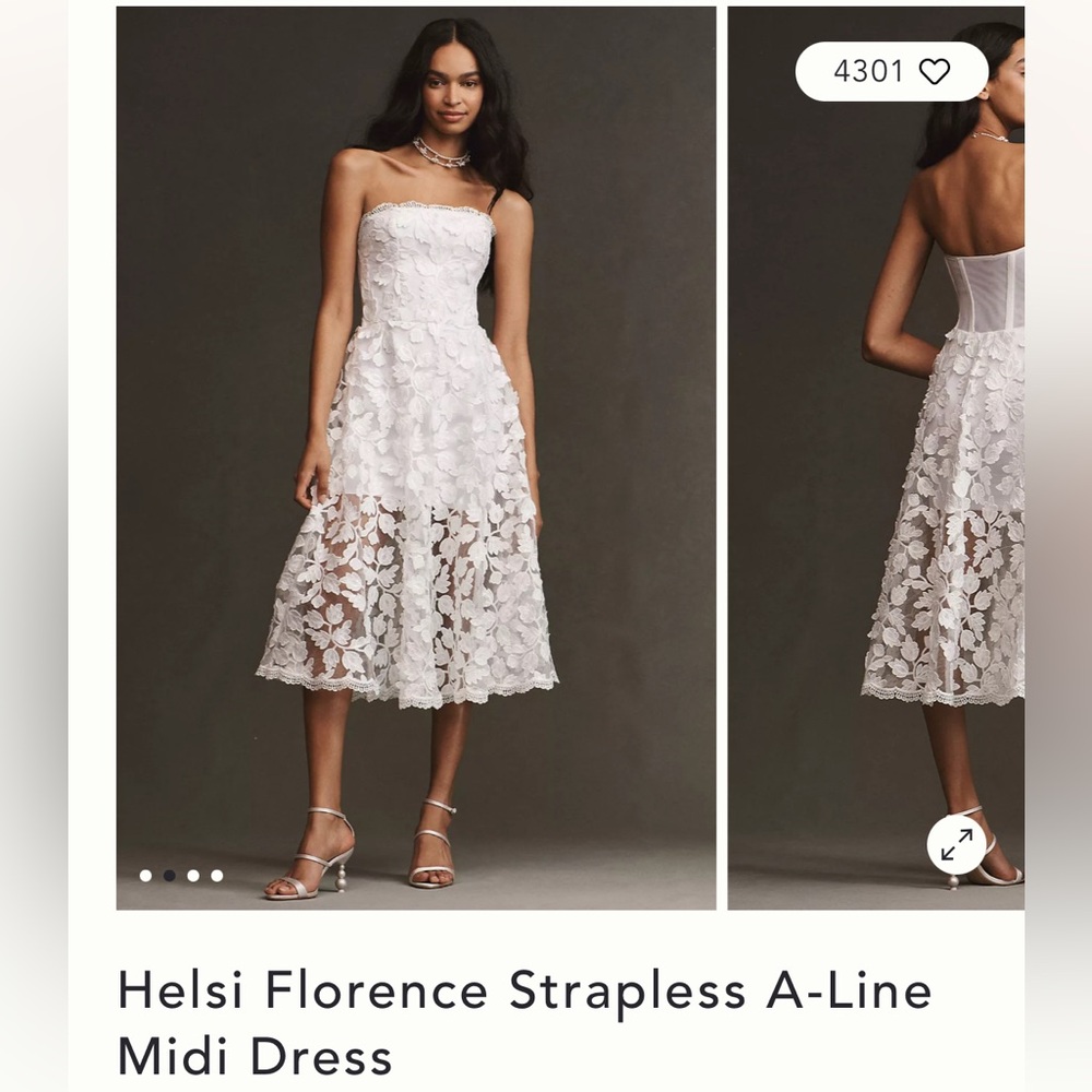 Florence White Strapless A-Line Midi Dress